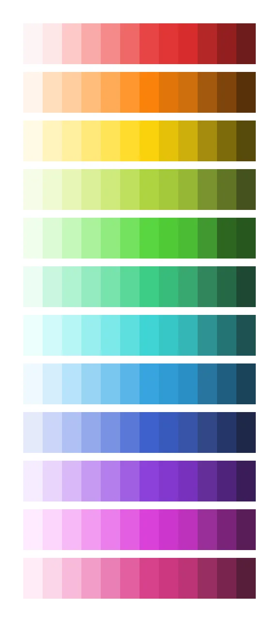 New color palette with more steps and brighter tones